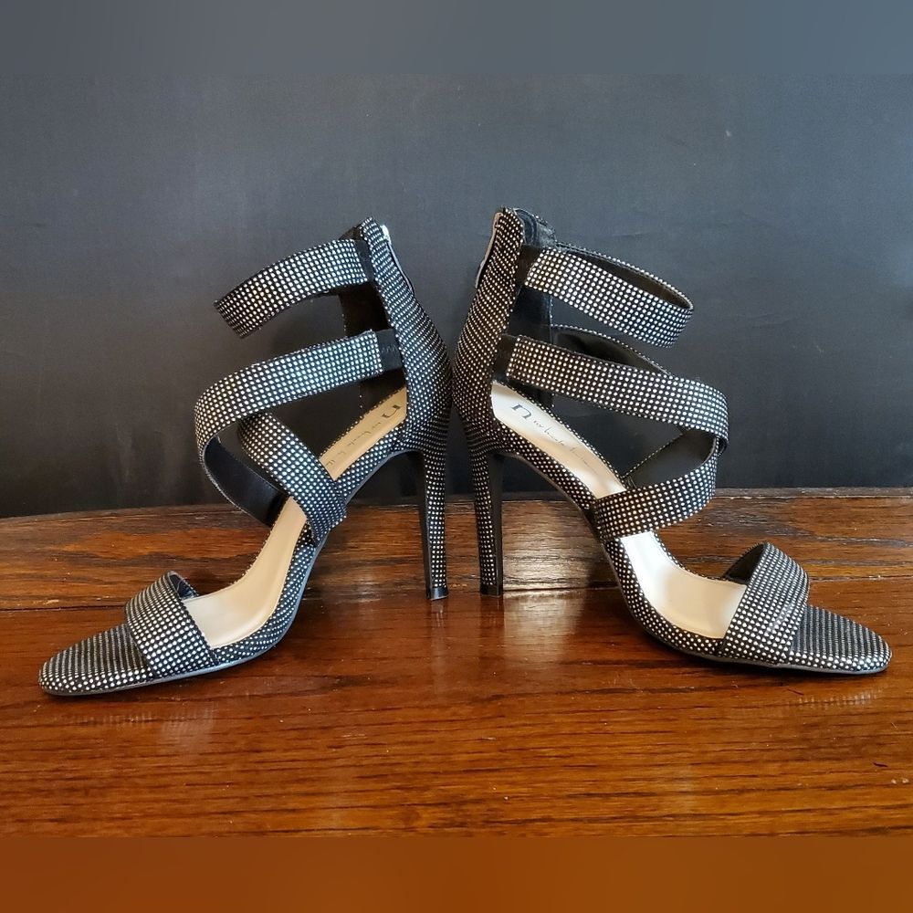 N for Nicole Miller SINDY Black Rhinestone Strappy Heels